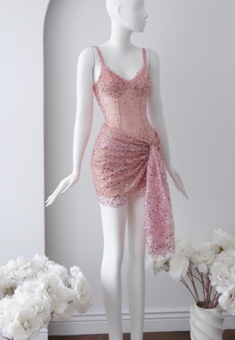 Girlhomeshops-Pink/Black Sparkling Sequin Short Homecoming Dress Cocktail/Birthday Party Dress gh5016