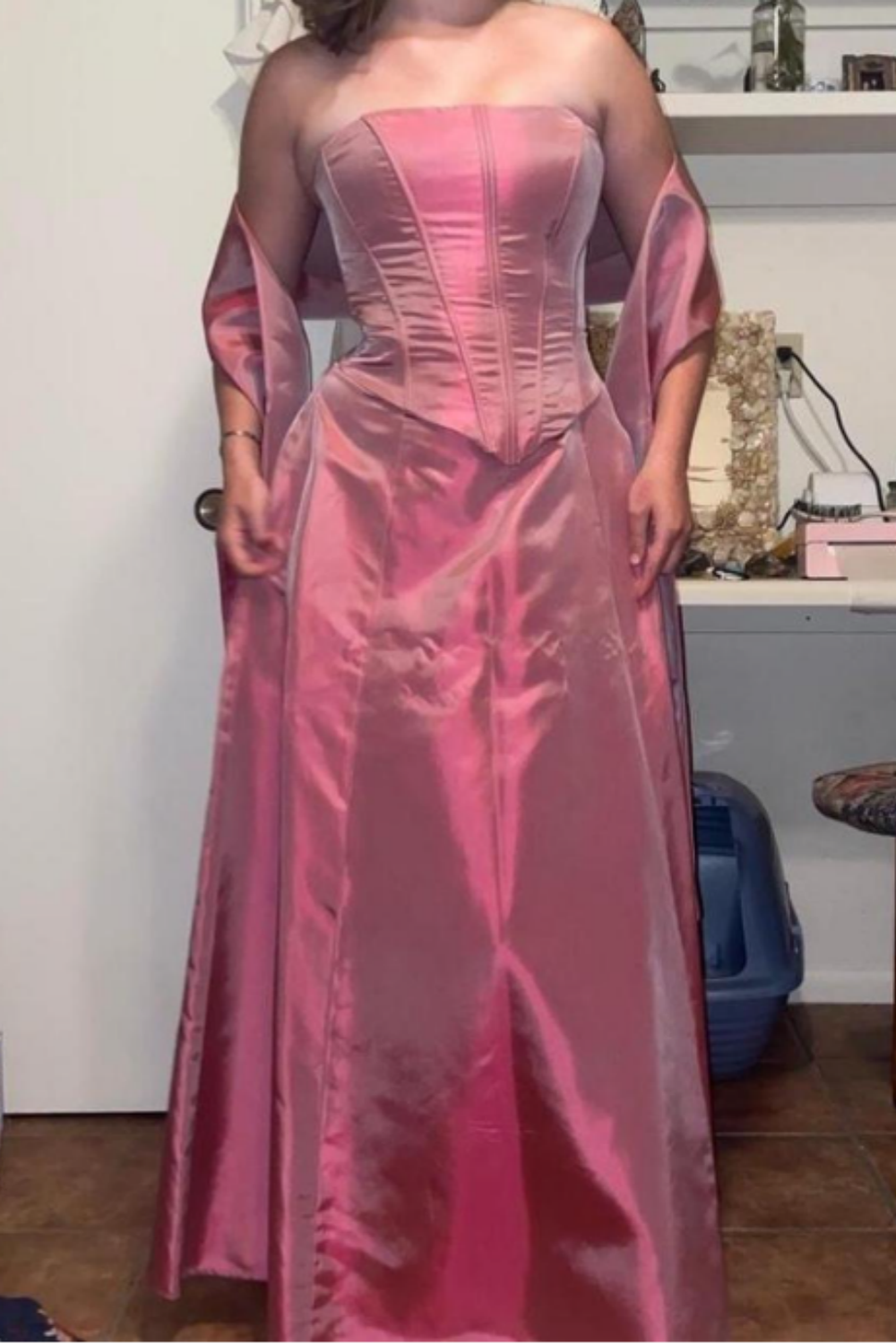 girlhomeshops-Rosa Retro elegantes langes Ballkleid Brautjungfernkleid gh5760