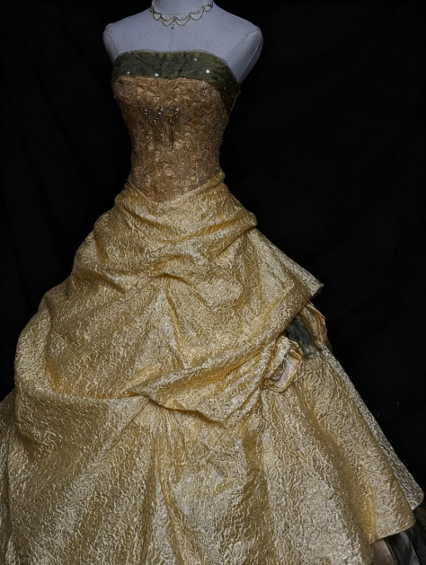 girlhomeshops-Green Field Gilded Dress Luxury Dress Unique Design Fairy Dress Ball Gown gh5825