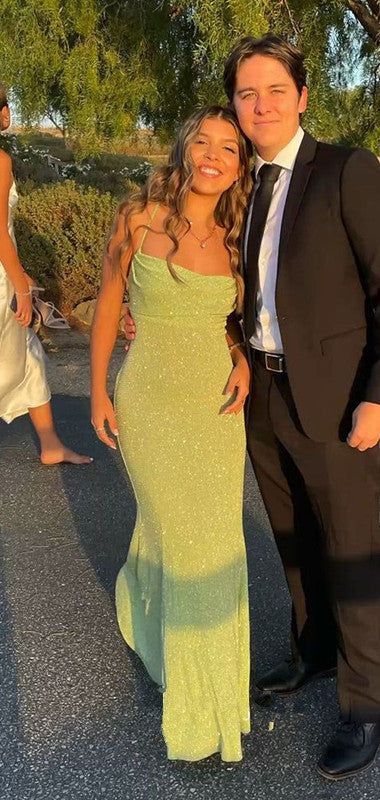 Spaghetti Straps Sparkly Long Prom Dresses Mermaid Prom Dress gh2918
