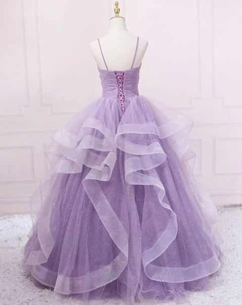 Robe de soirée longue en organza à volants, élégante, à bretelles spaghetti, verte/bleue, robe de bal, robe de quinceanera, gh903