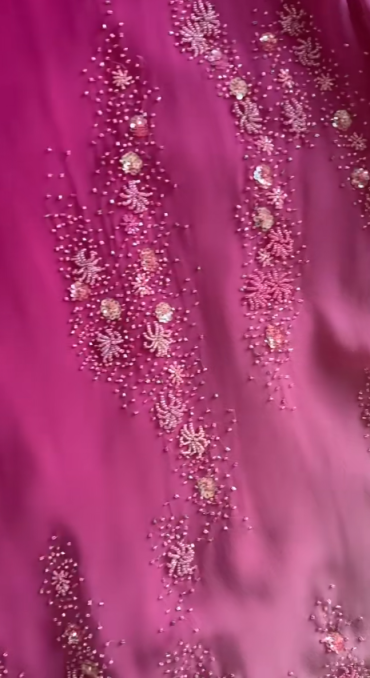 Girlhomeshops - Robe longue en satin à fleurs roses, dégradé tendance, exquise, en mousseline de soie, pour un week-end, une soirée, une robe populaire, une robe de fée gh5658