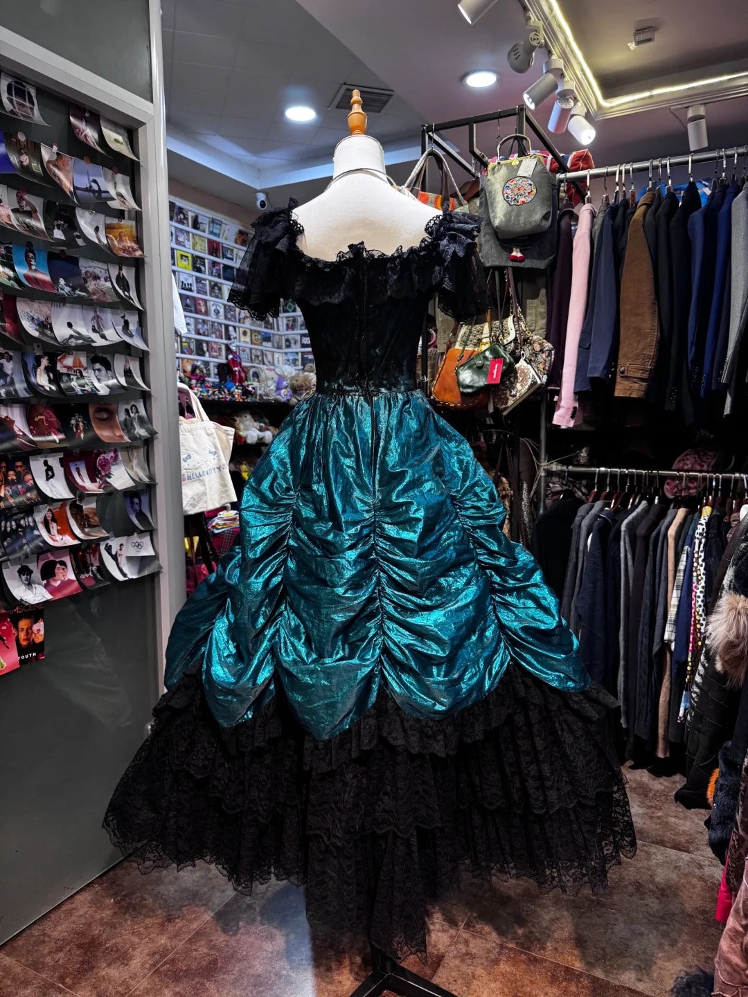 Robe de soirée longue élégante et raffinée, noire, turquoise et verte, style rétro, gh4213