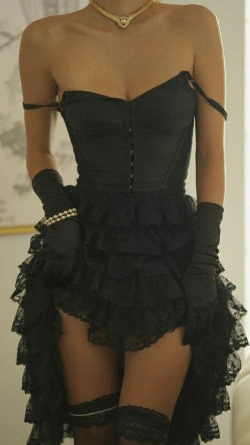 Black tulle short ruffle homecoming dress prom dress birthday dress gh4930