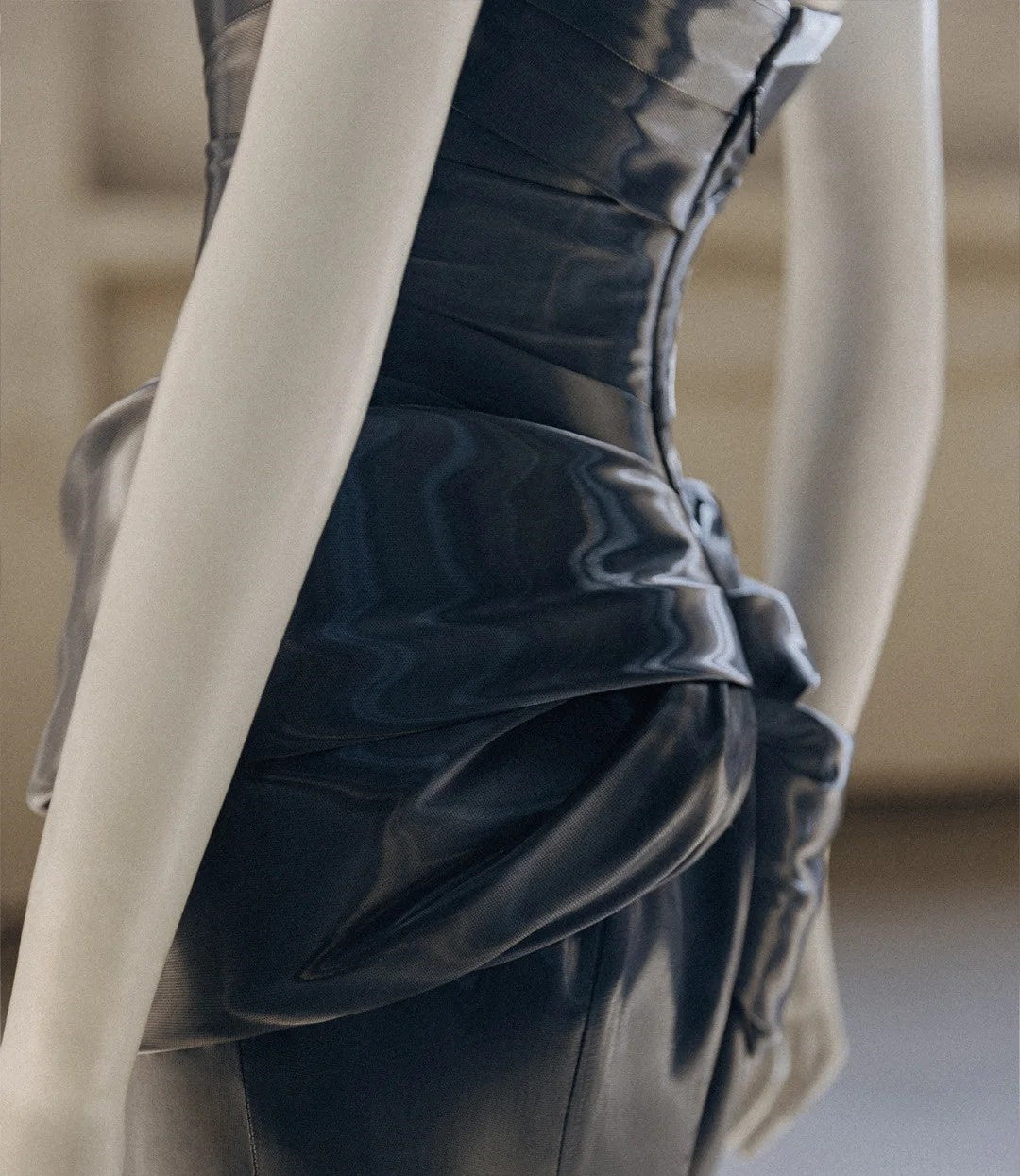 Robe de soirée longue en satin Y3K style gothique cybermécanique bleu métal liquide déesse gh4545