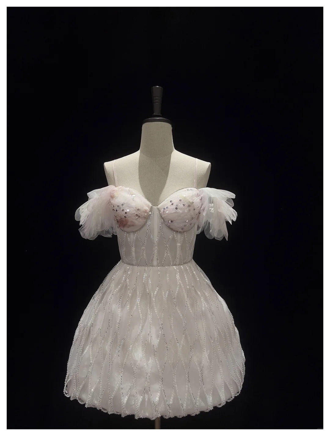 Girlhomeshops-Pink Sweet Sequin Short Tulle Homecoming Dress Birthday Party Dress gh5042