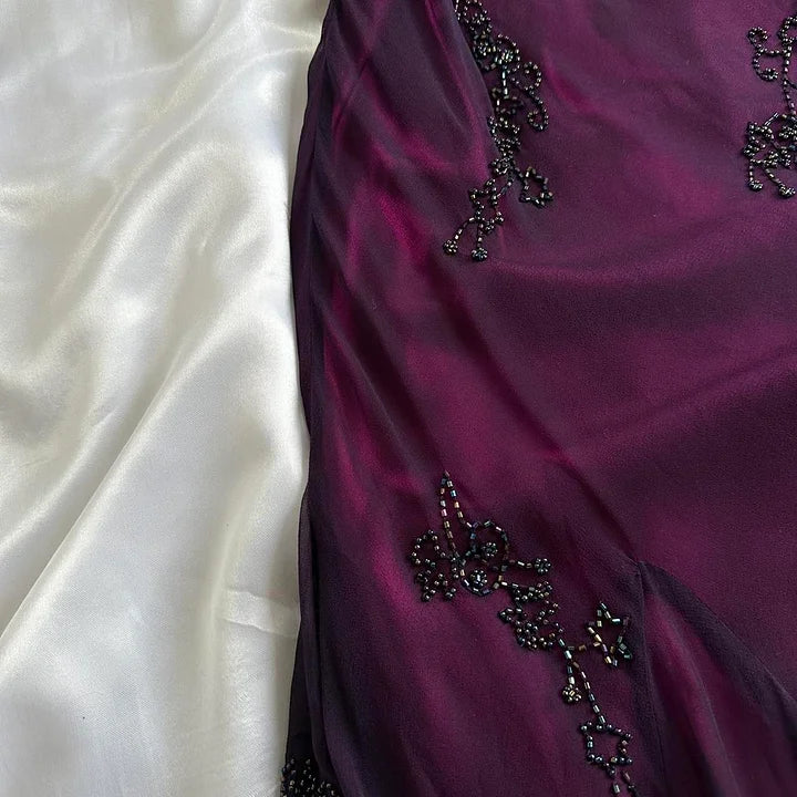 Purple exquisite elegant backless beaded long prom dress evening gown graduation dress gh2942