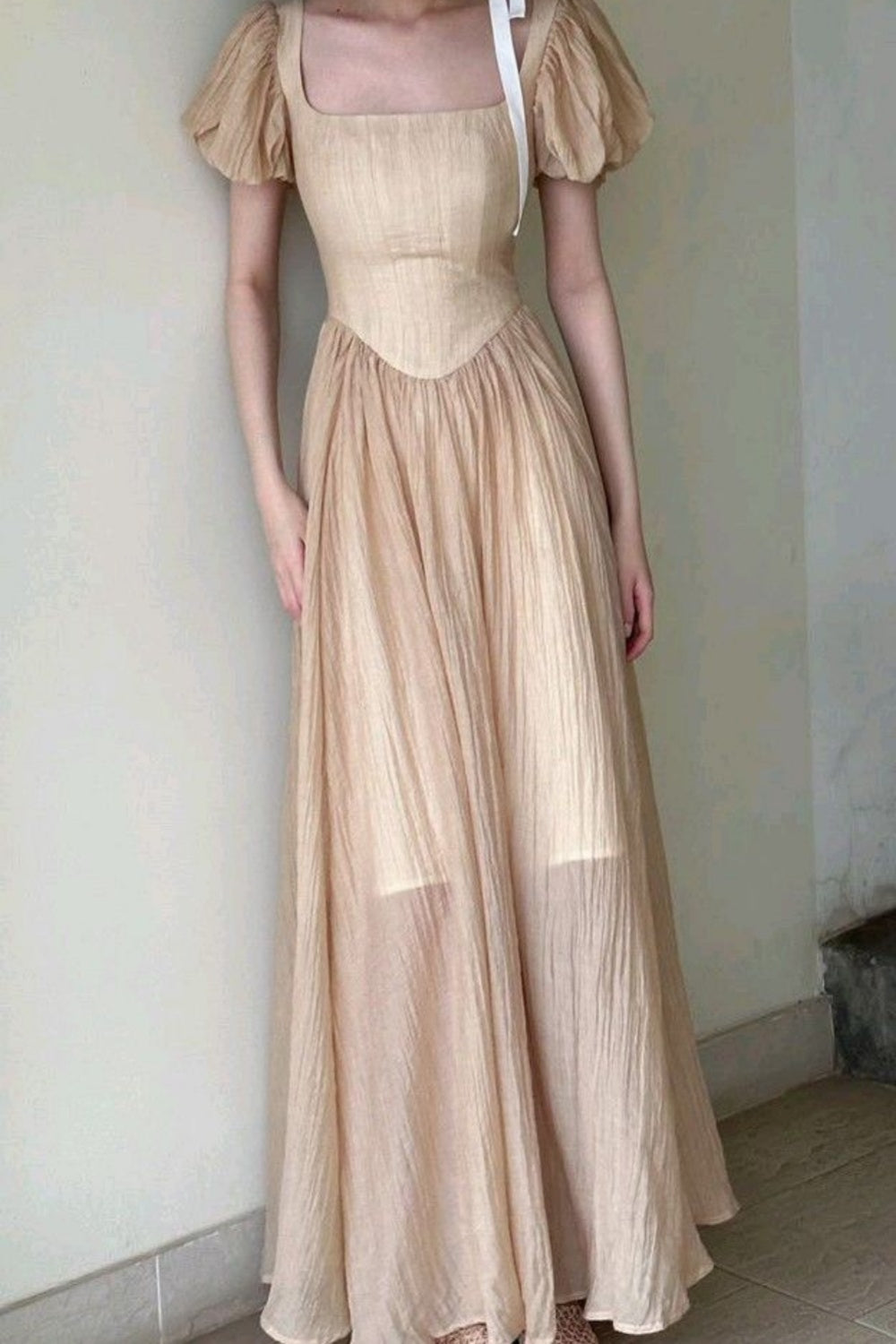 girlhomeshops--Custom dress simple long women's short-sleeved casual comfortable vacation long dress gh5708