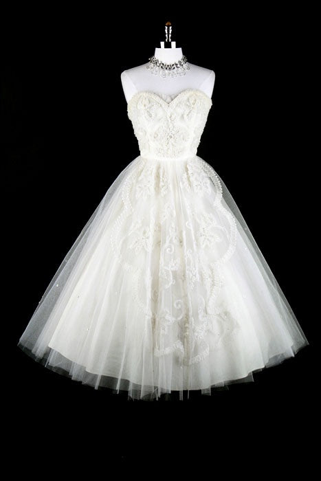 girlhomeshops--white exquisite lace tulle midi homecoming dress formal gown gh5588