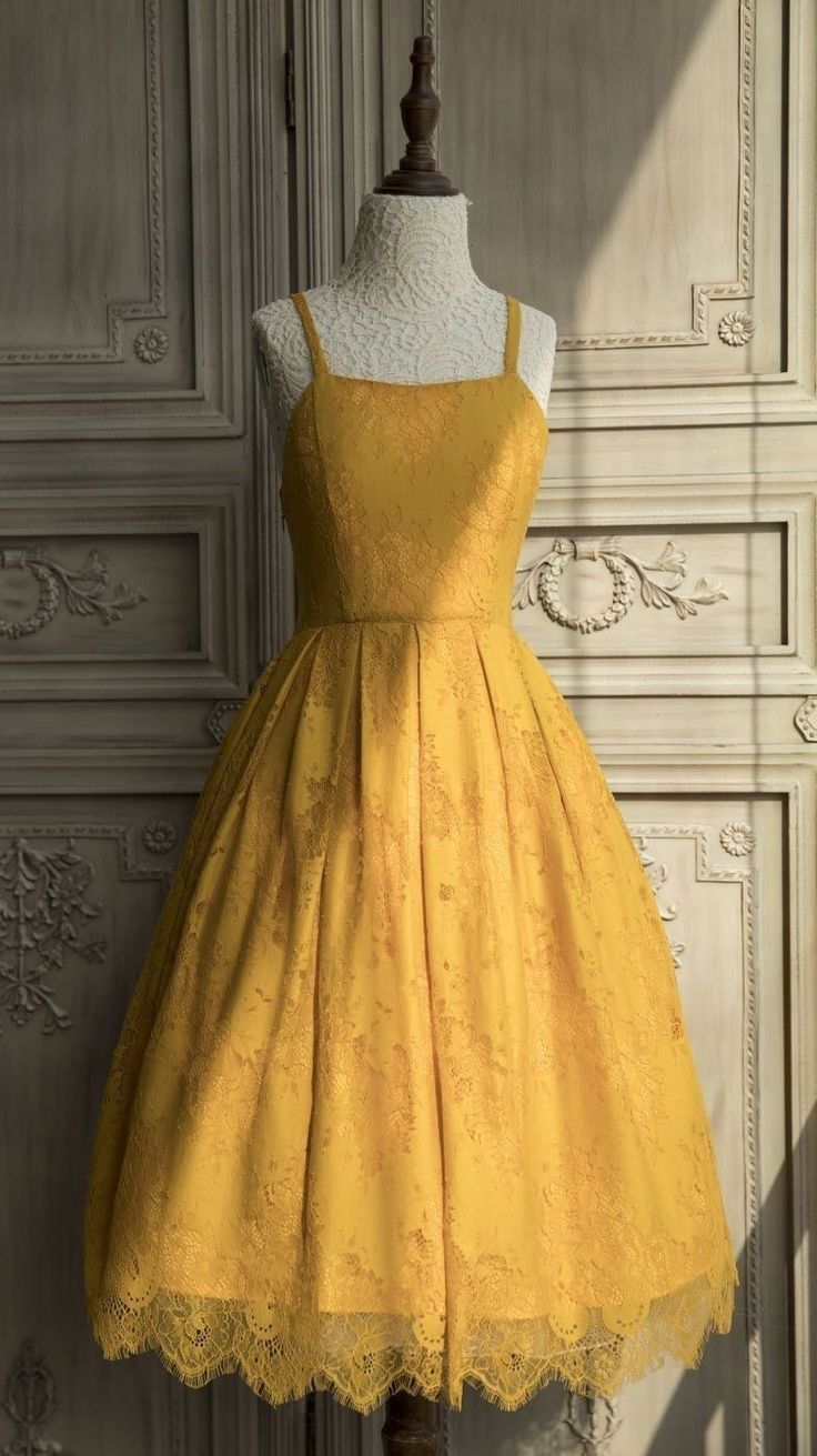girlhomeshops-Yellow Lace Short Homecoming Dress Chiffon gh5789