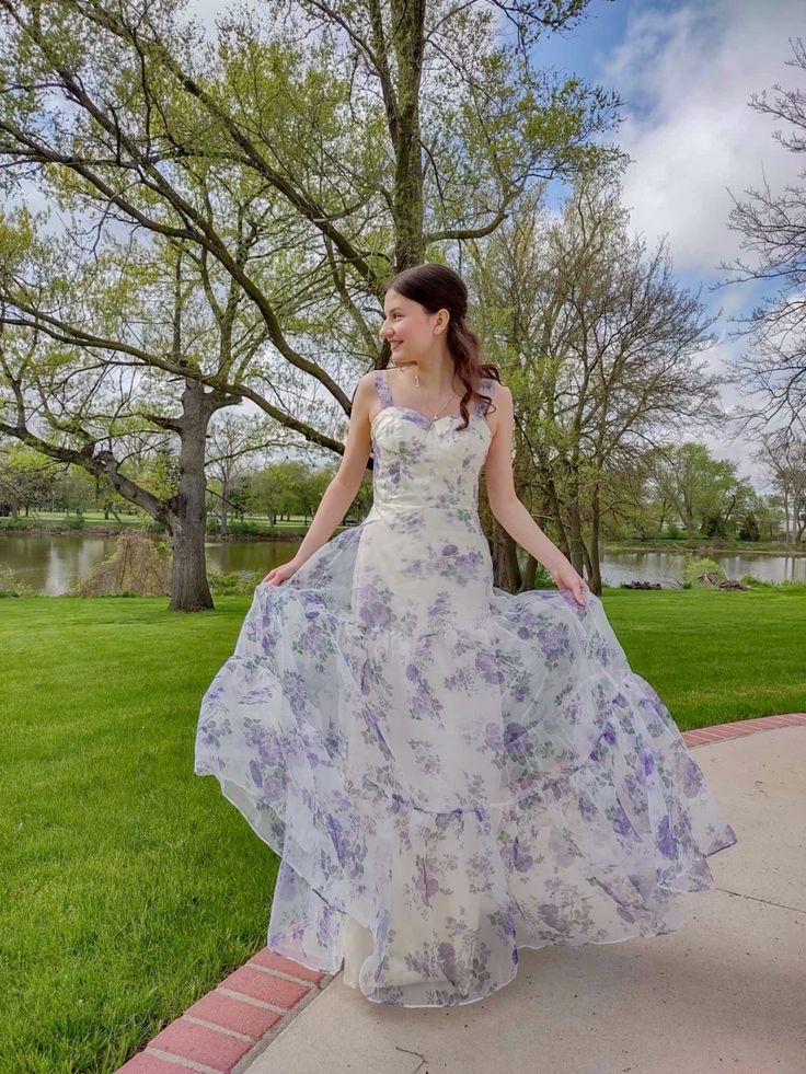 Purple Fashion Elegant Floral Long Spaghetti Strap Chiffon Ball Gown Evening Dress Party Dress Prom Dress gh3769