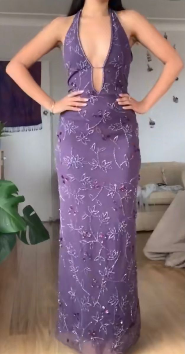 Lila Elegante Mode V-Ausschnitt Exquisite Blumen Perlen Spaghetti-Trägern Lange Chiffon Tüll Ballkleid Abendkleid Partykleid Ballkleid gh3787