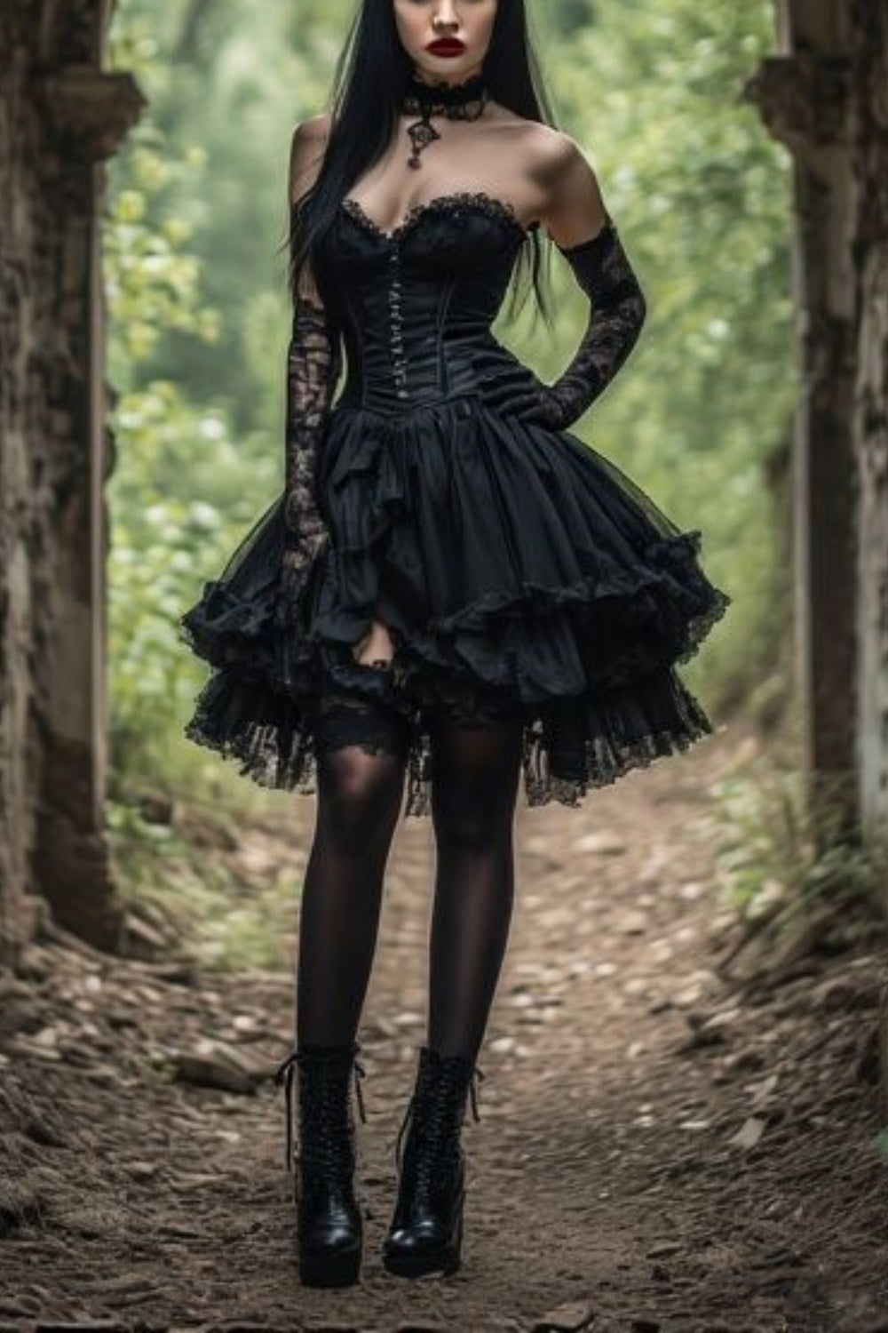 girlhomeshops - Robe de soirée corset courte noire transparente gh6190