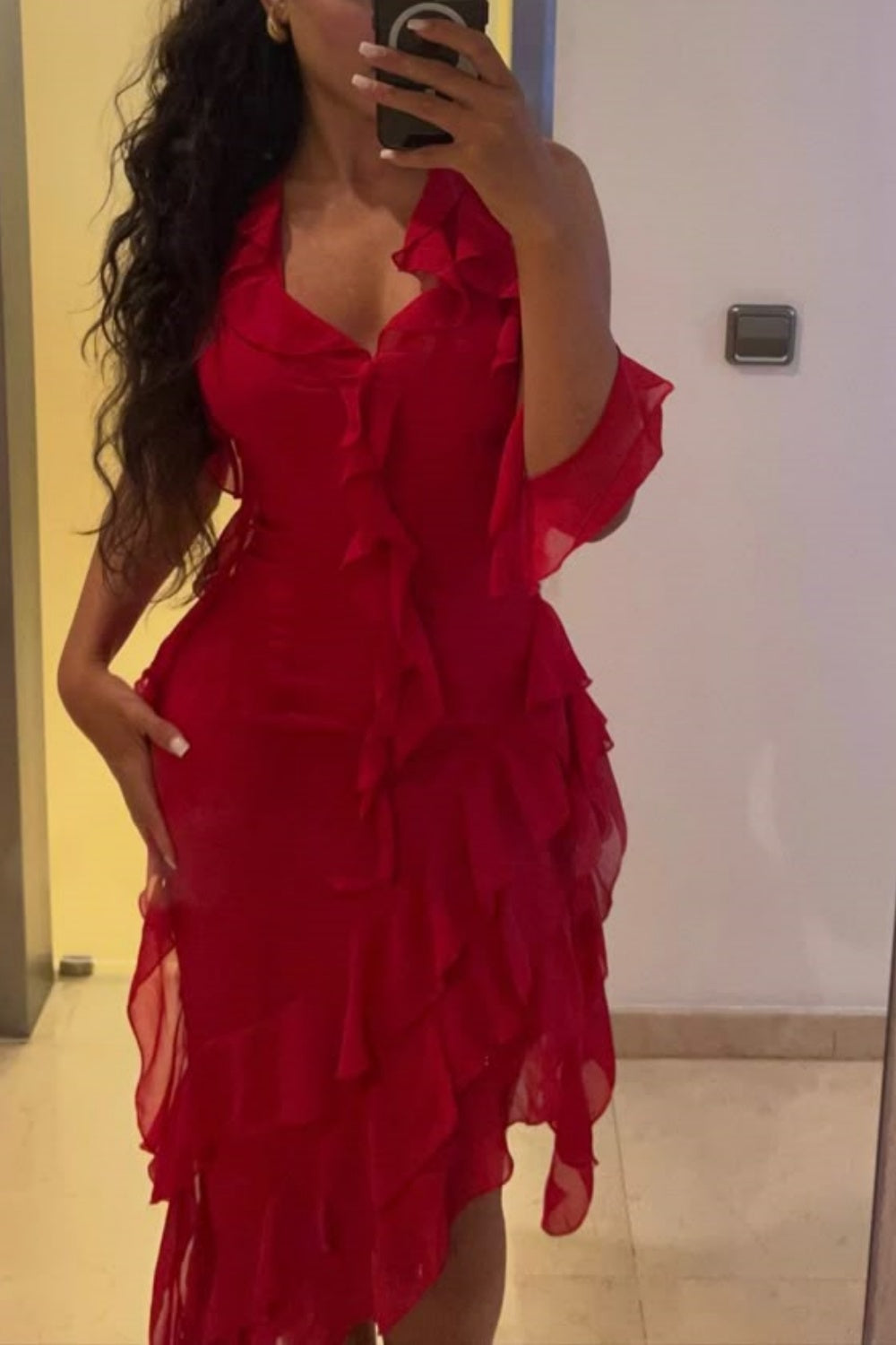 girlhomeshops-Hochzeitsgastkleid rot lang Chiffon Abendkleid Ballkleid Partykleid gh5917