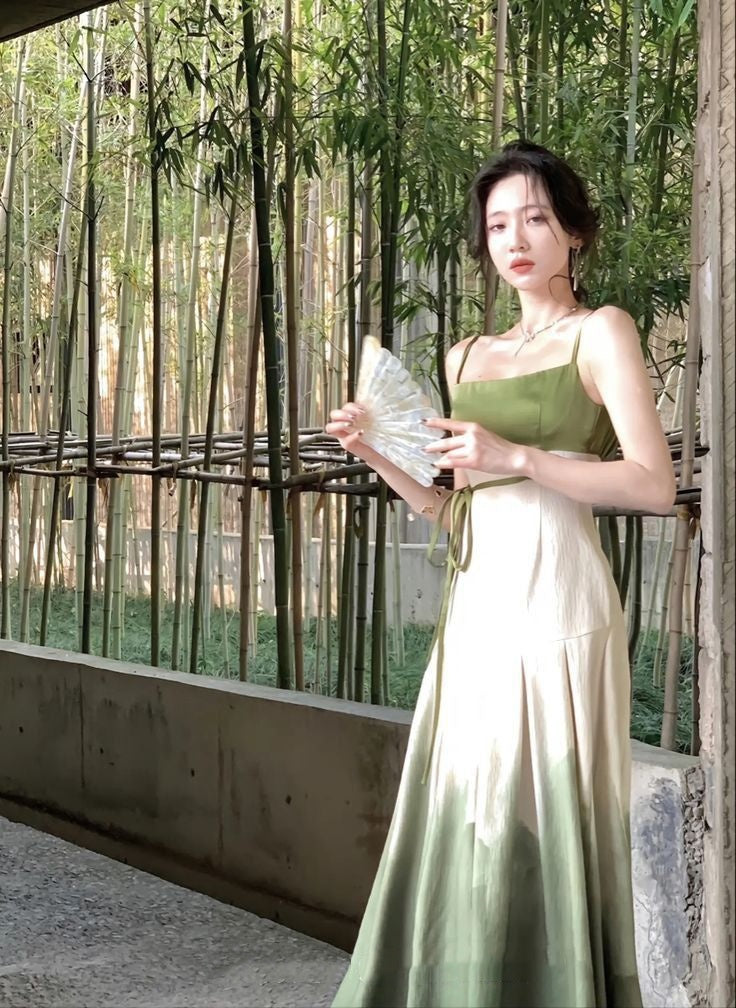 Girlhomeshops - Robe de soirée longue en satin à bretelles spaghetti, dégradé vert, nouvelle collection gh5261