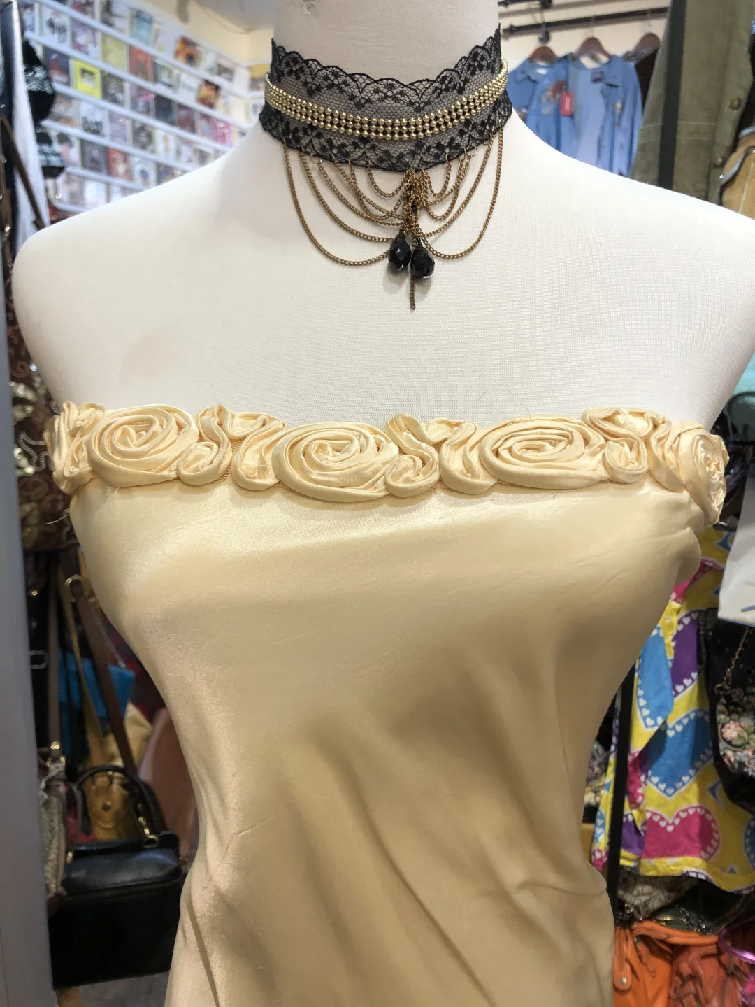 Yellow Fashion Floral Neckline Vintage Elegant Straps Long Satin Prom Dress Evening Dress Birthday Party Dress Graduation Dress gh4154