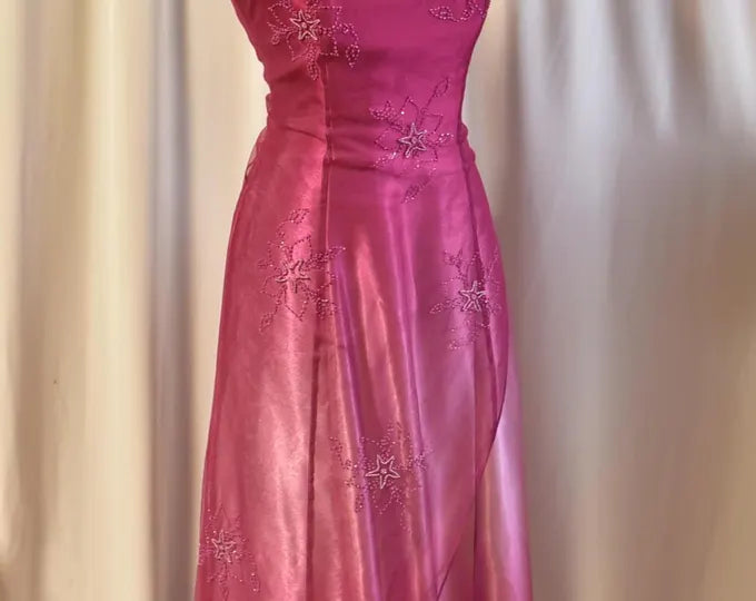 Girlhomeshops – Rosa Farbverlauf, exquisite Blumenperlen, modisches langes Tüll-Ballkleid, Abschlusskleid, gh5523