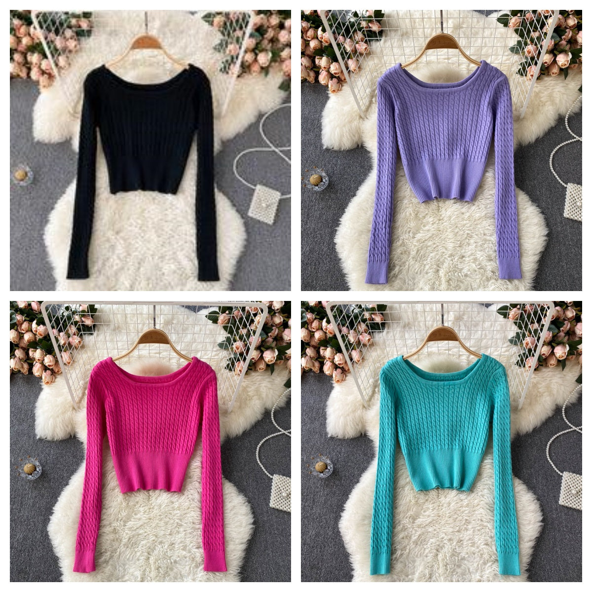 Long sleeved slim fit knit sweater 1599