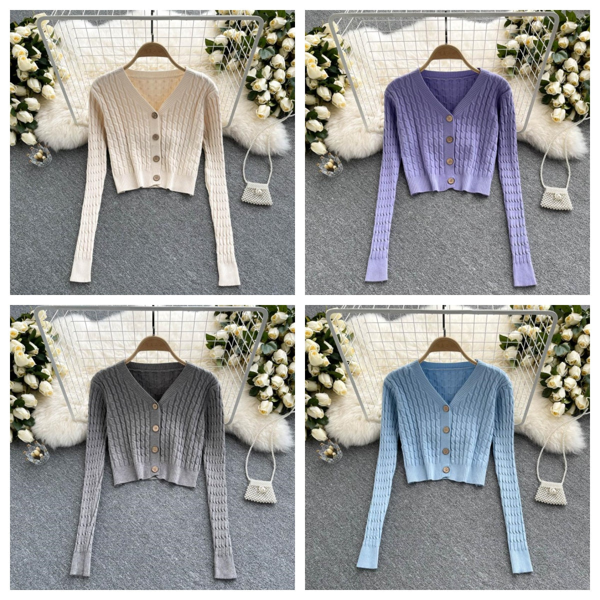 Knitted cardigan, western style coat, female V Neck Sweater Coat 1610