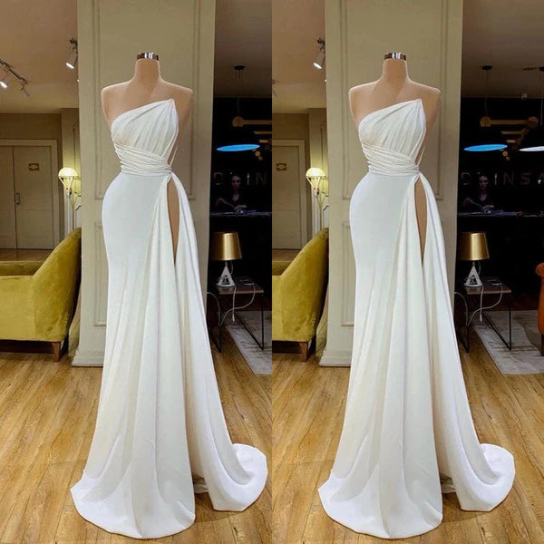 white simple evening dresses long cheap elegant modest mermaid sexy formal party Prom Dresses gh2187