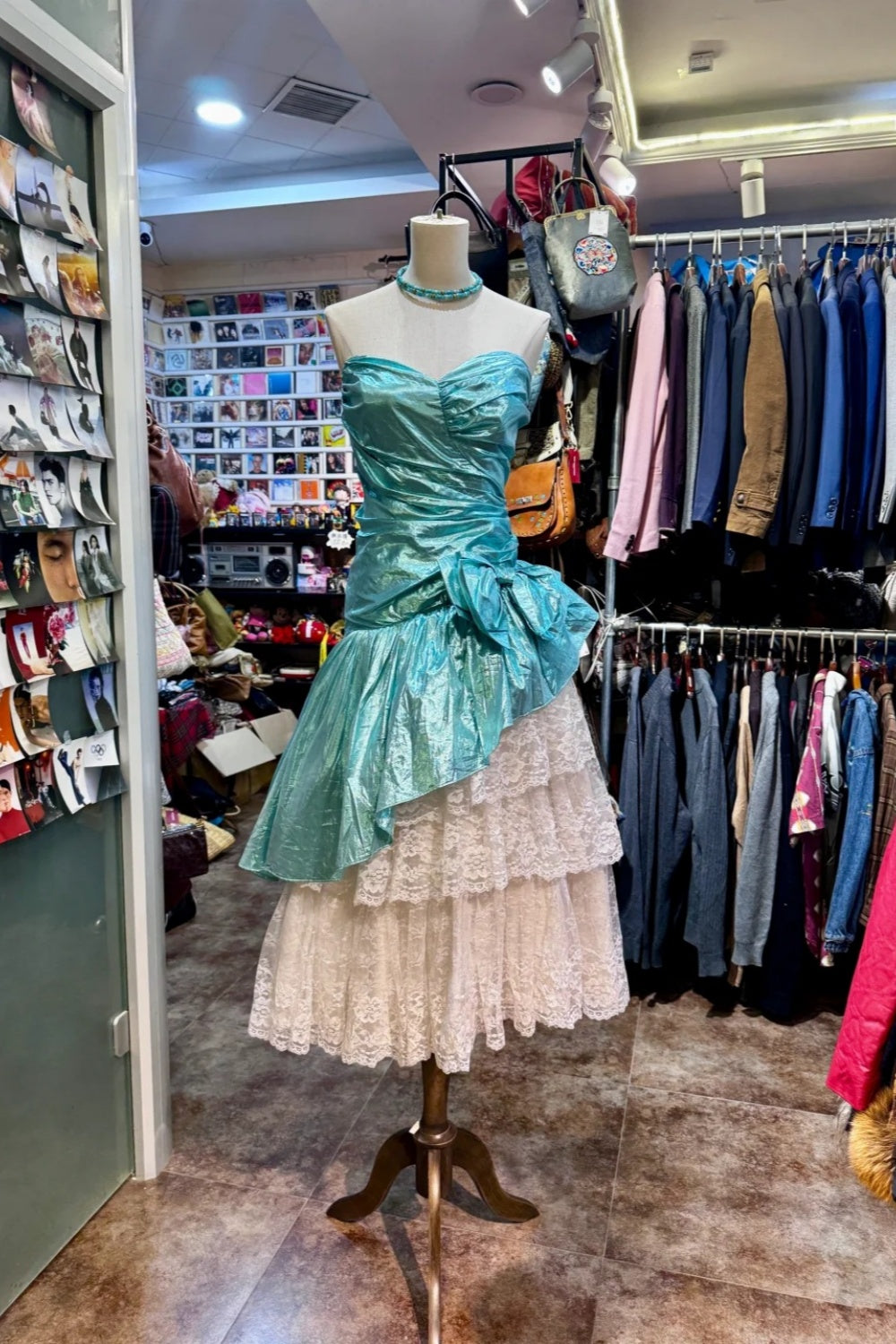 girlhomeshops-Märchen-Abenteuer-Stil, seeblau, glänzende Satinschleife und Spitze, mittellanges Ballkleid, gh5884