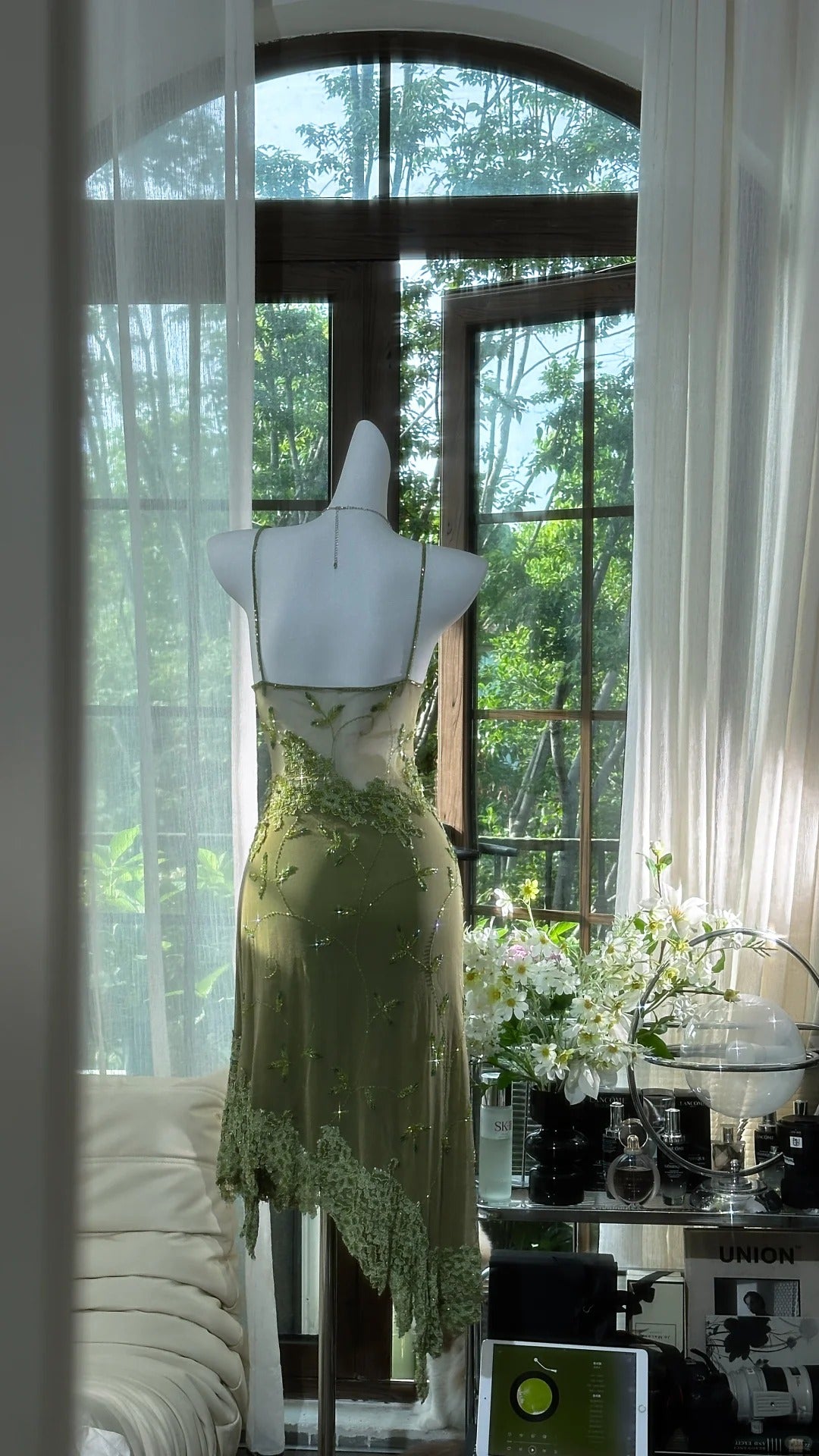 Green vintage beaded short chiffon homecoming dress prom dress evening dress birthday party dress date dress dance dress gh4680