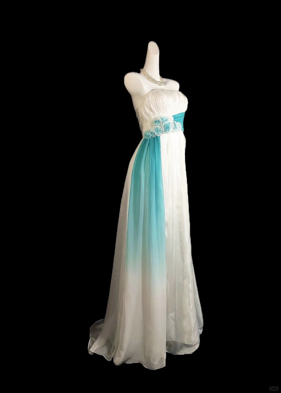 Robe de soirée élégante en tulle à fleurs blanches et bleues, longue, robe de bal formelle, robe de soirée, robe de demoiselle d'honneur, gh4289
