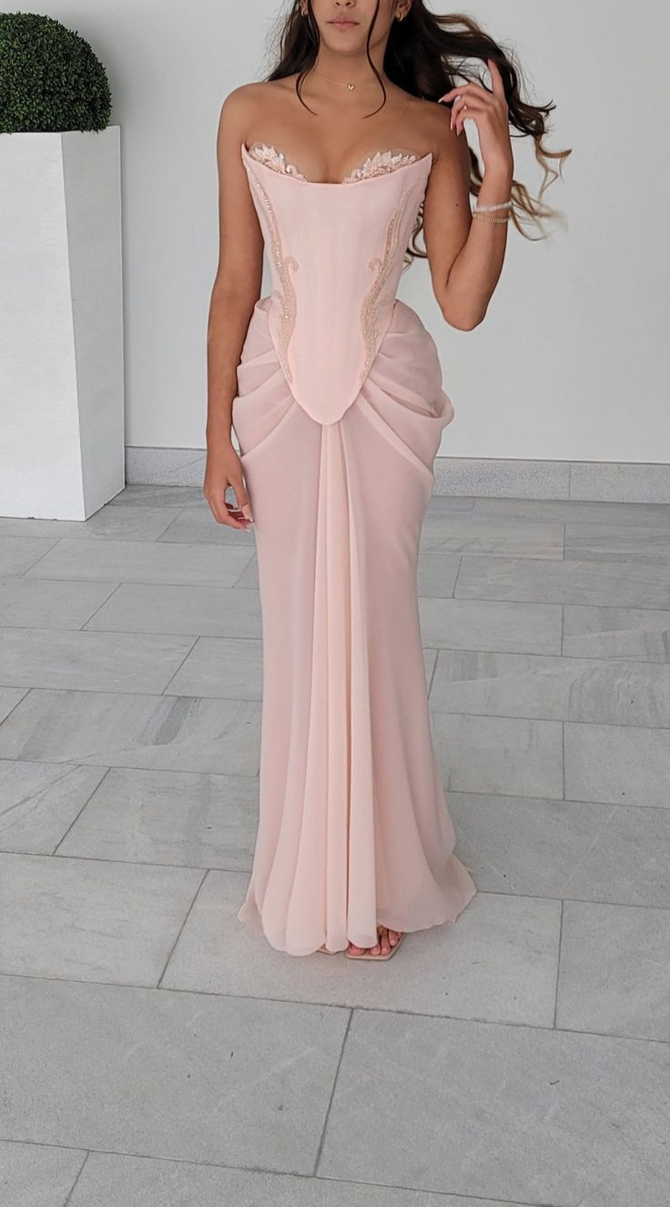 Rosa Vintage elegante Perlen A-Linie Spitze Ballkleid Abendkleid gh2926