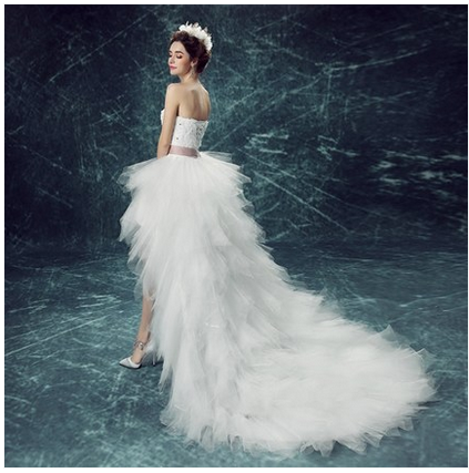 White A-line high-low sweetheart prom dress,homecoming dress 7635