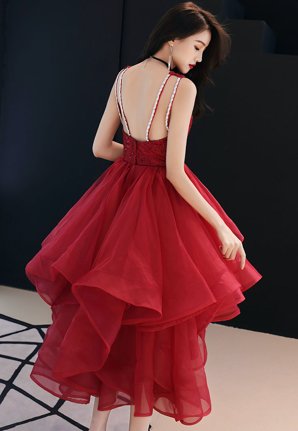 Cute A line round neck tulle short prom dress, homecoming dress 7590