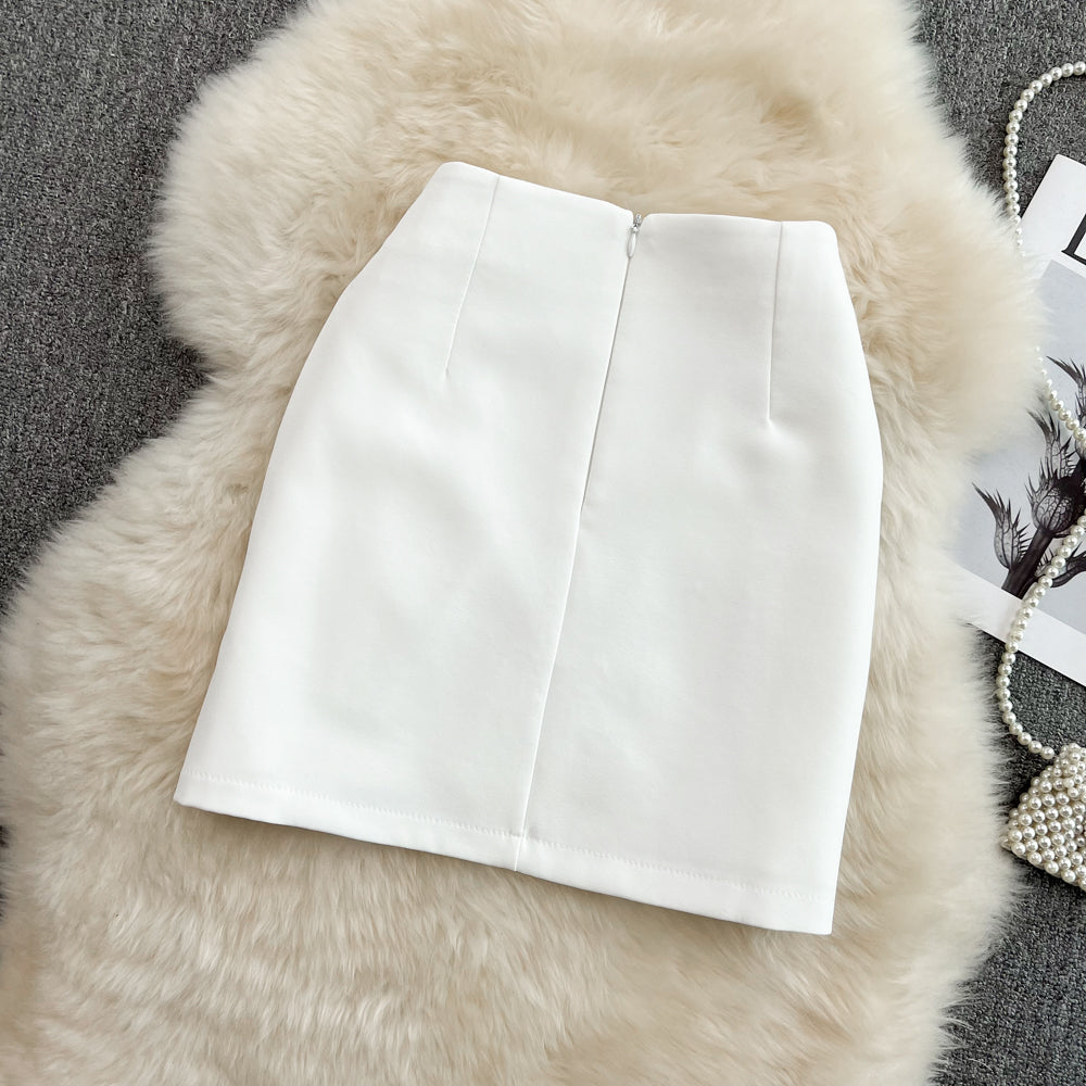 Versatile diamond studded A-line wrap hip fashion skirt 11289