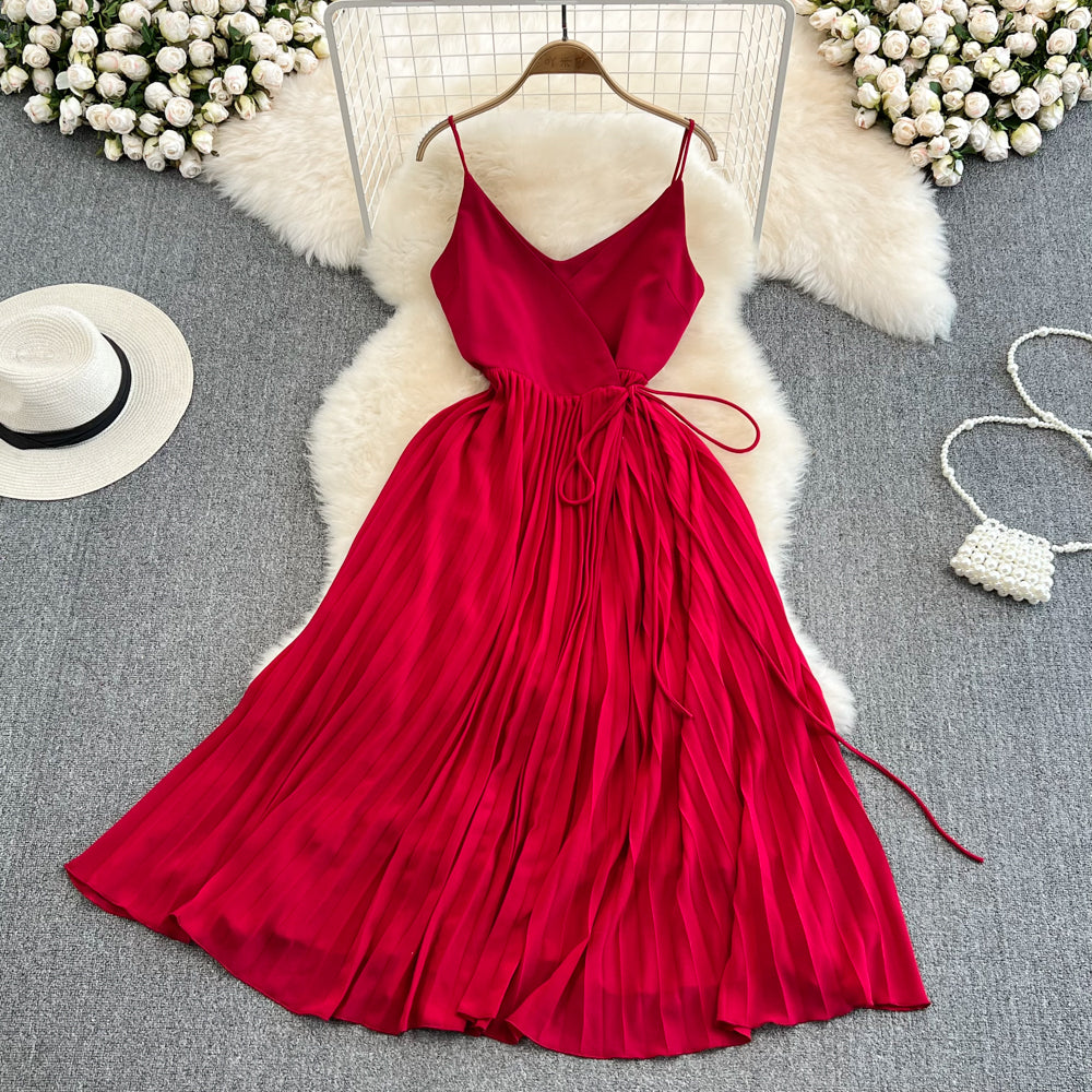 Edge-Strandrock im gefälschten Stil, sexy, rückenfreies, großes Faltenkleid 11107