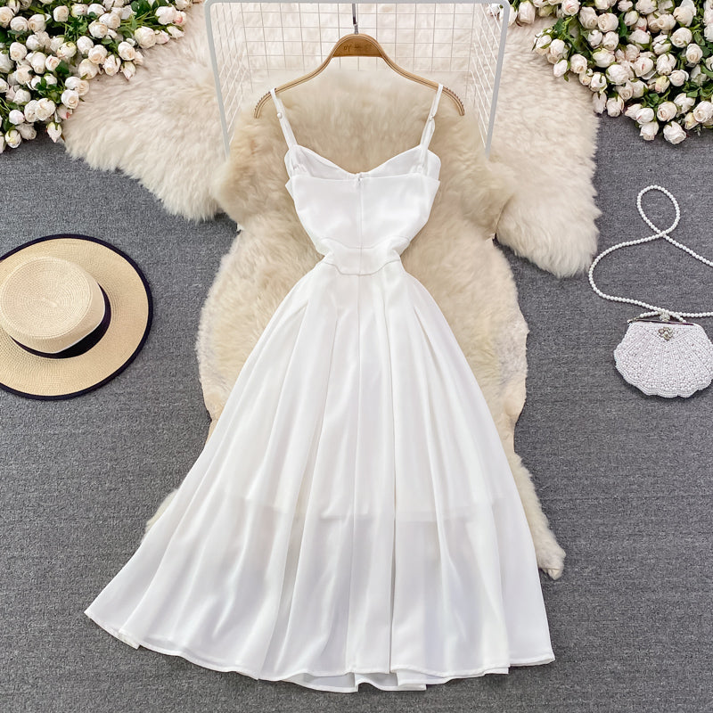 Robe courte en mousseline blanche coupe trapèze, robe tendance 10896