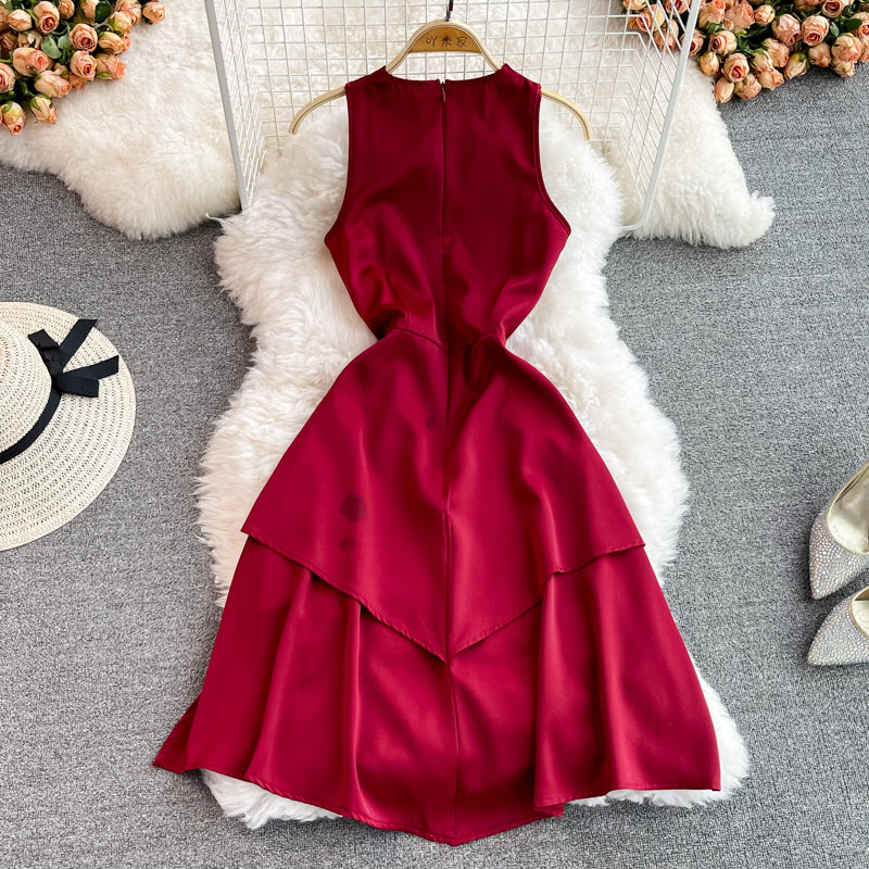 Red V Neck Short Dress Fashion Dress 10939