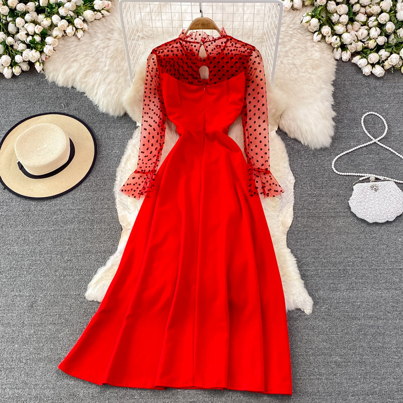 Elegant A Line Long Sleeve Dress See Through Dress 10912