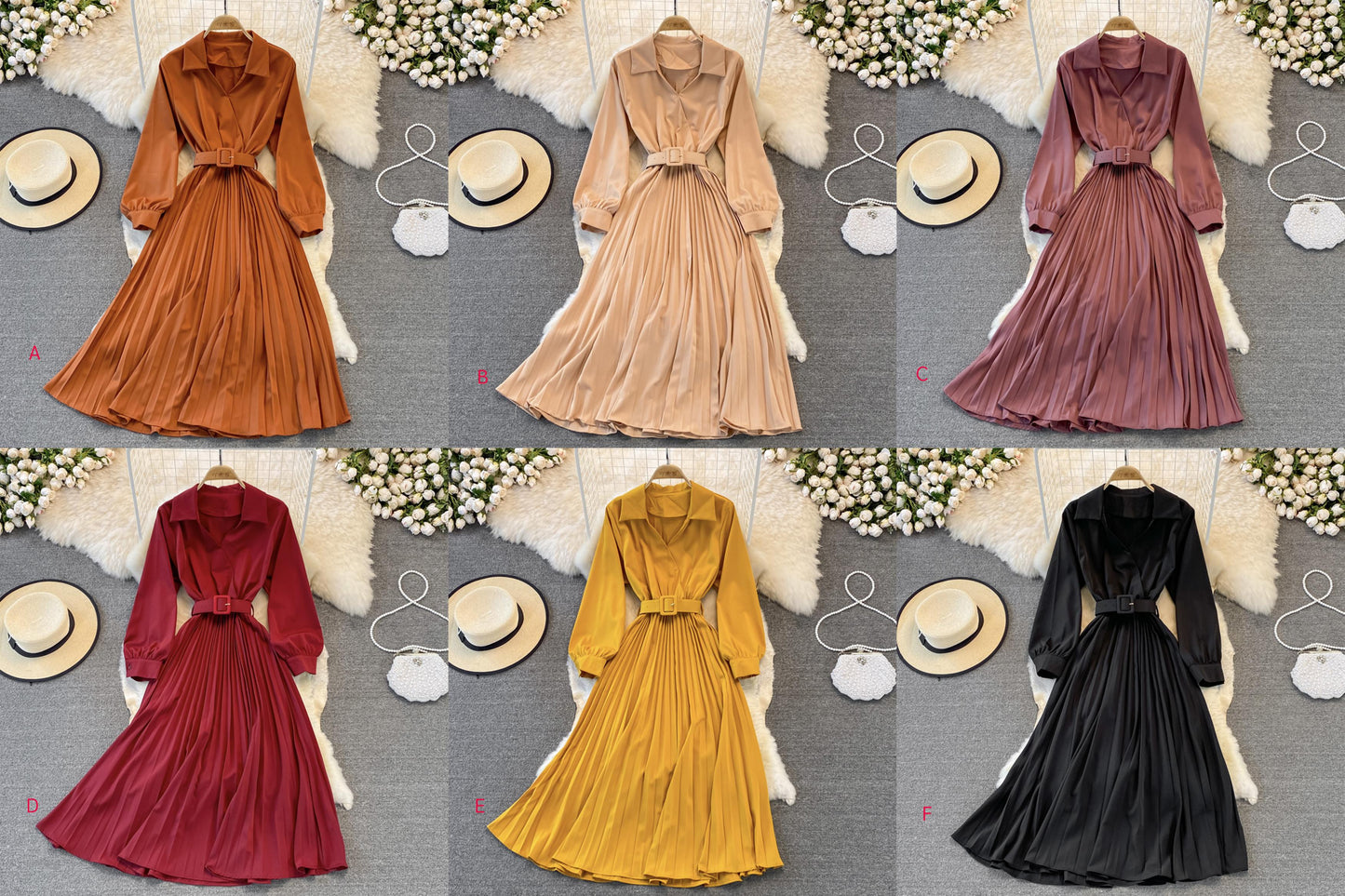 Einfaches A-Linien-Kleid mit V-Ausschnitt Modekleid 10967