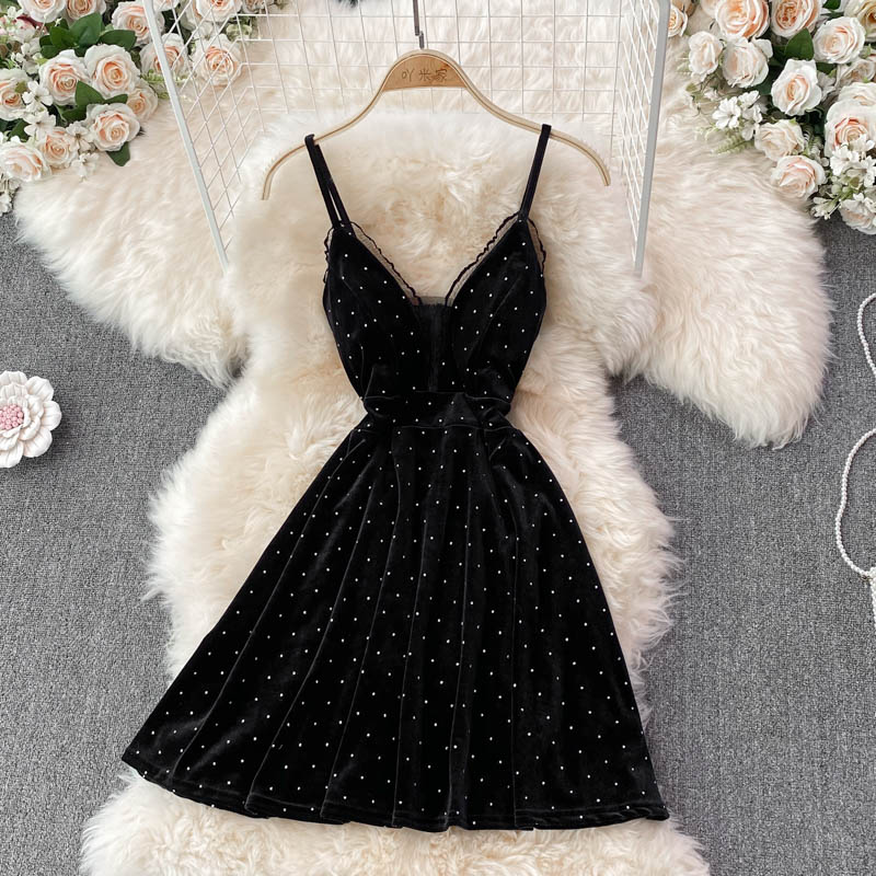 Sexy V-Ausschnitt, kurzes A-Linien-Kleid, modisches Kleid 10893