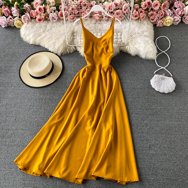 Robe courte simple à col en V Robe trapèze tendance 10879