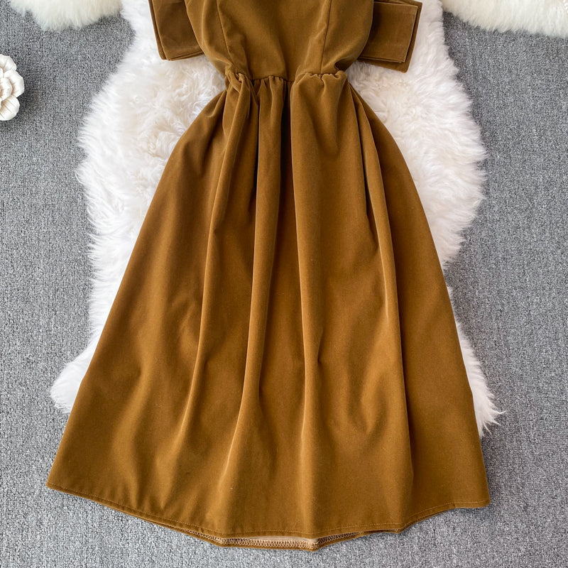 Cute Bow Velvet Backless Dress Fashion Dress 10848