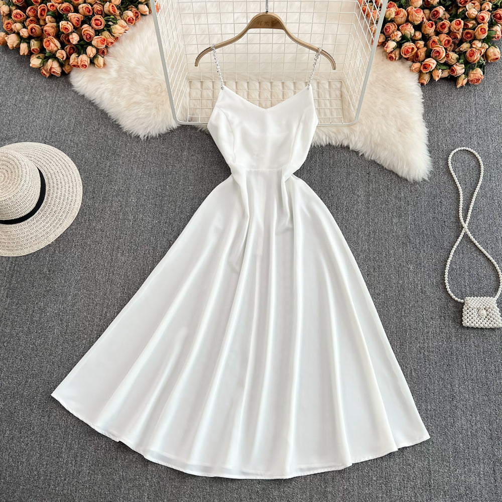 Einfaches A-Linie V-Ausschnitt Kurzes Kleid Modekleid 10693