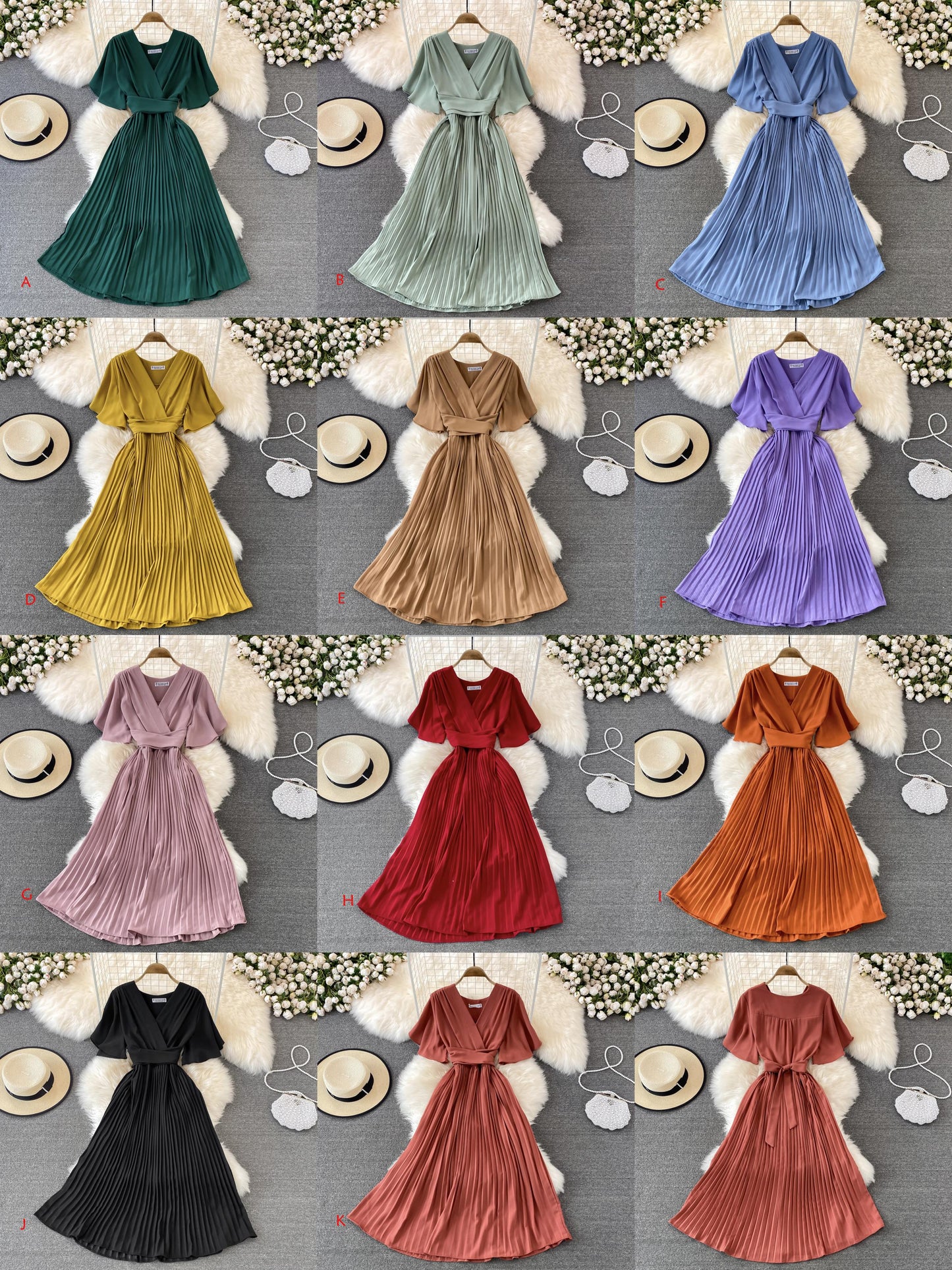 Einfaches kurzes Kleid mit V-Ausschnitt A-Linie Modekleid 10728