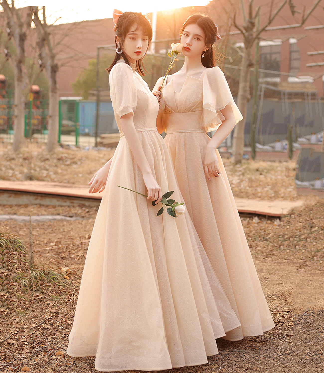 Cute tulle sequins long prom dress A line evening dress 10571