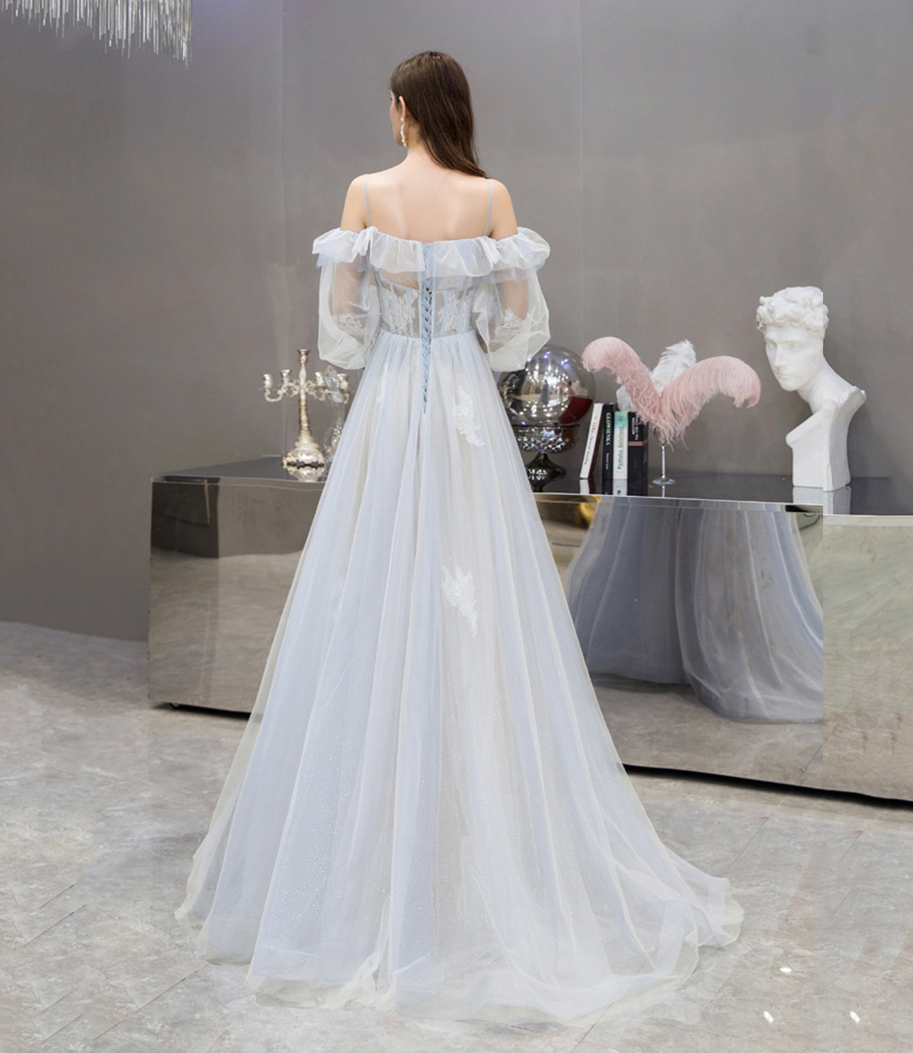 Süßes langes Ballkleid aus Tüllspitze A-Linie Abendkleid 10476