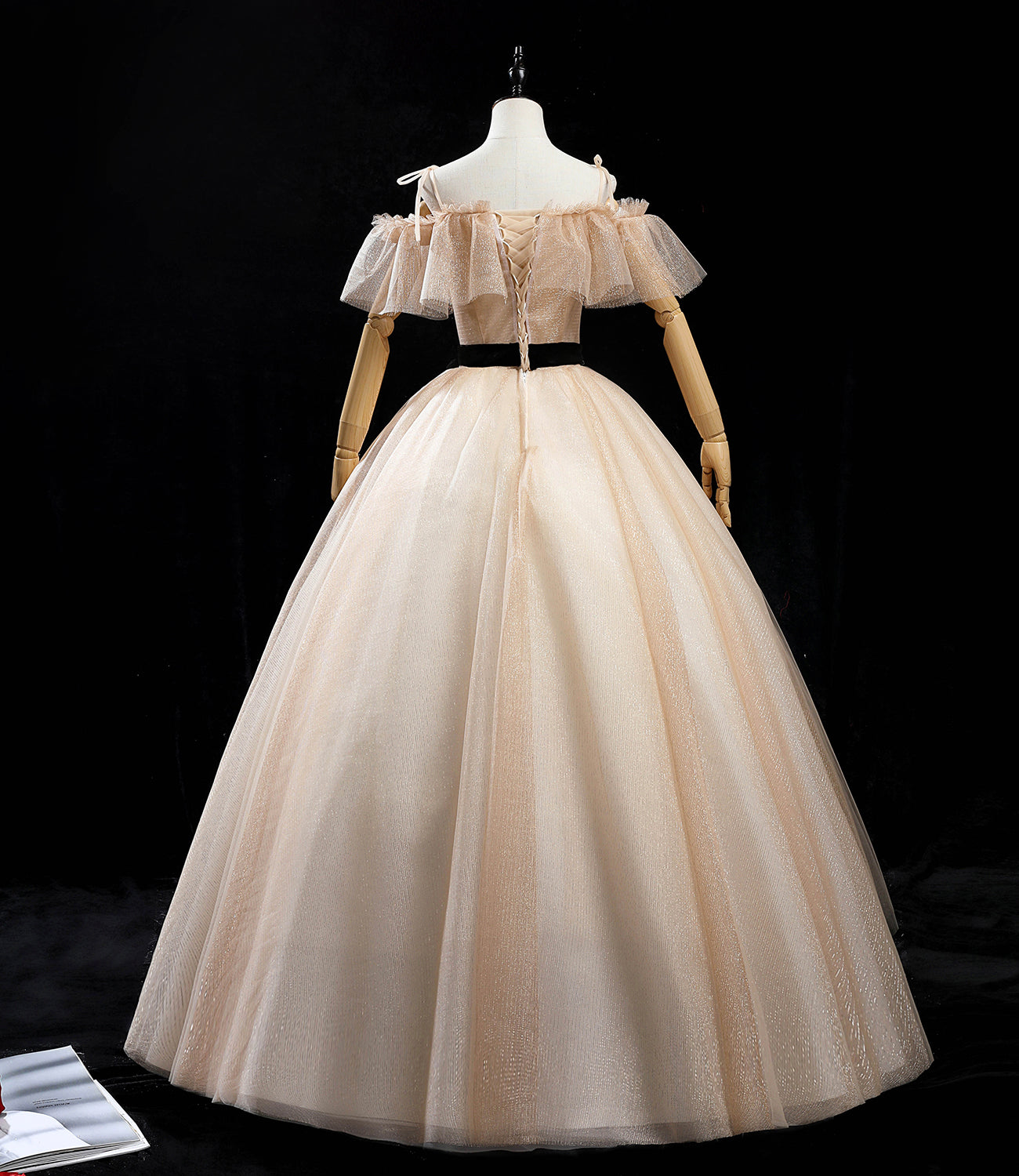 Champagne tulle sequins long prom dress formal dress 10458