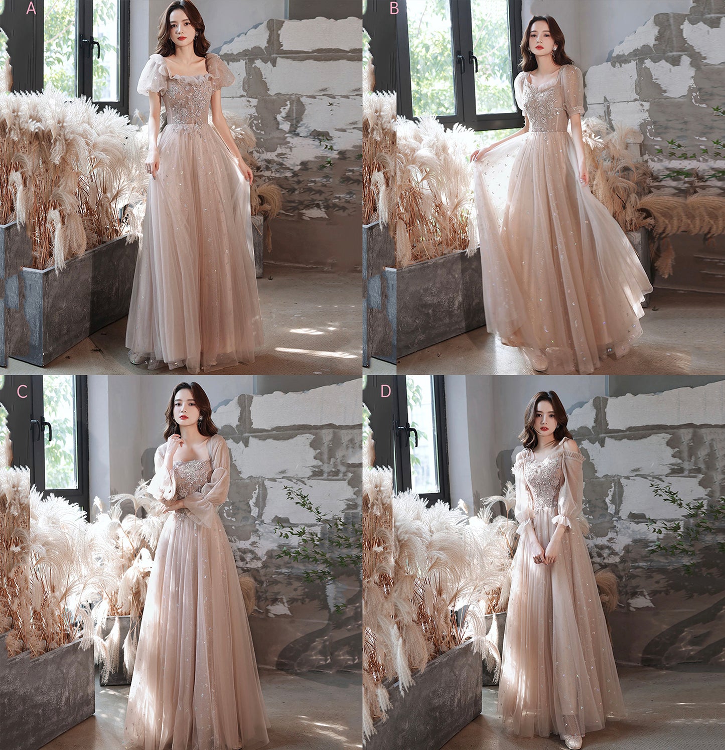 Cute tulle lace long A line prom dress evening gown 10041