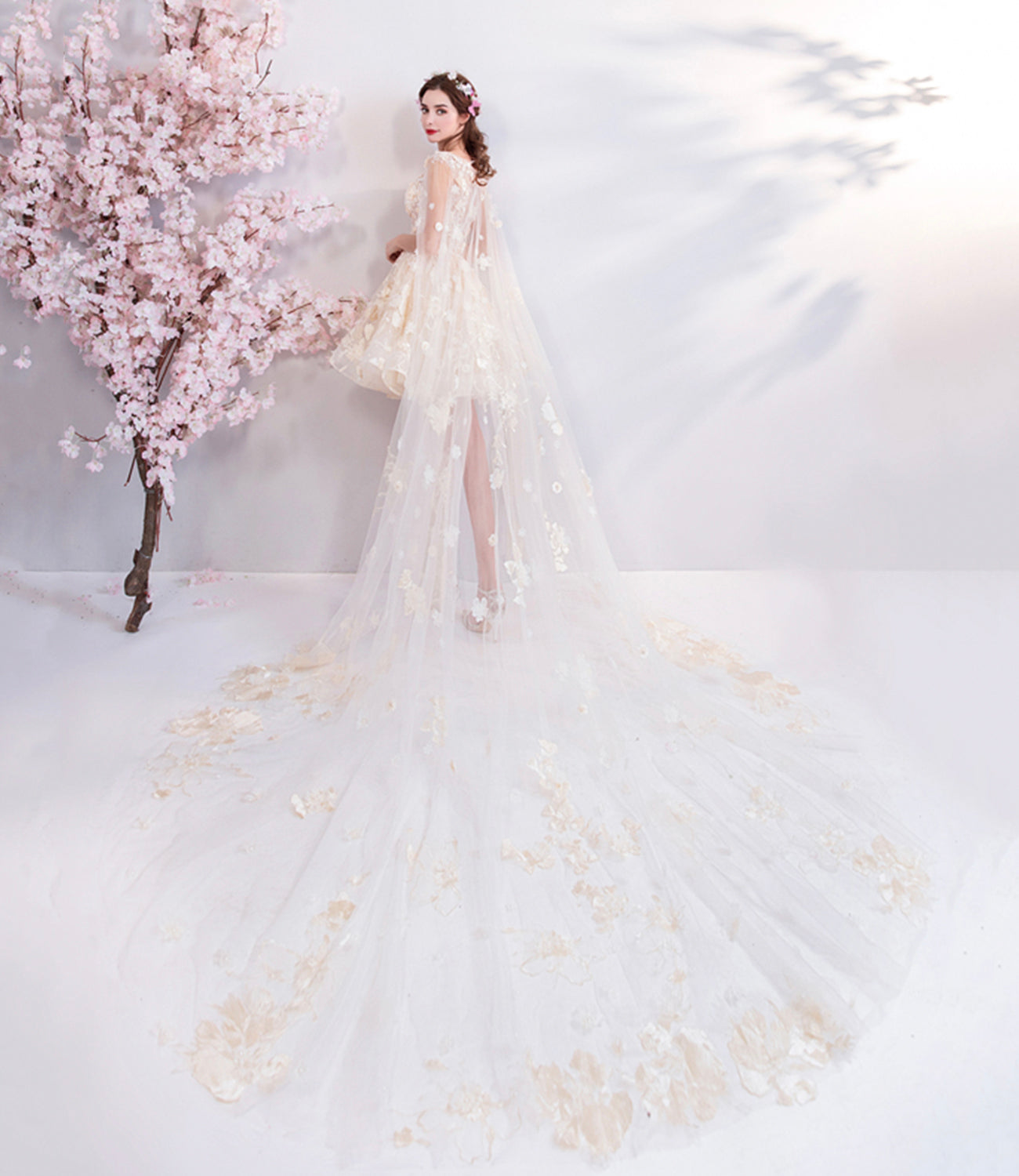 Champagne tulle lace short prom dress homecoming dress 10513