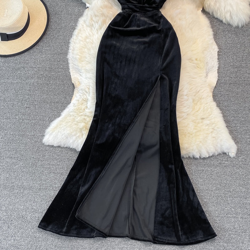 Sexy Velvet Long Dress Fashion Dress 10935