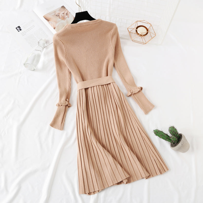 New celebrity style long sleeve knitted dress 4734