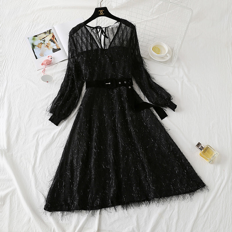 Fairy hair tassel Long Sleeve Dress 4469