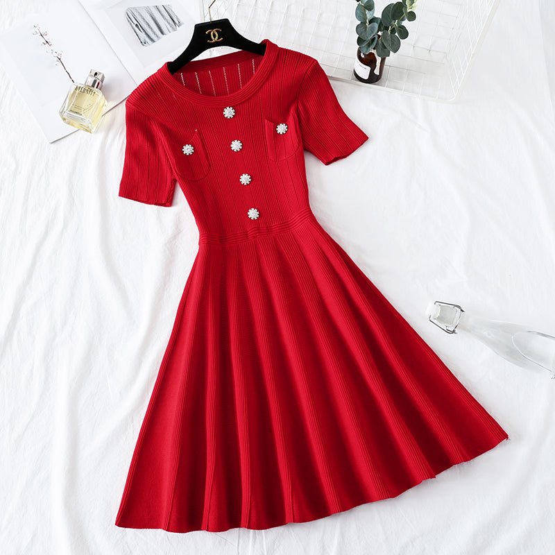 Ice silk knitted dress is a rare Platycodon skirt 4479